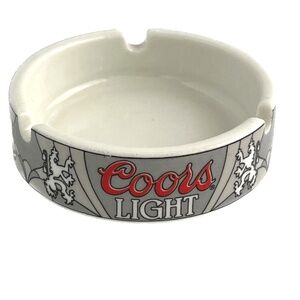 Vintage Coors Light White Ceramic Ashtray Adolph Coors Company Golden Colorado